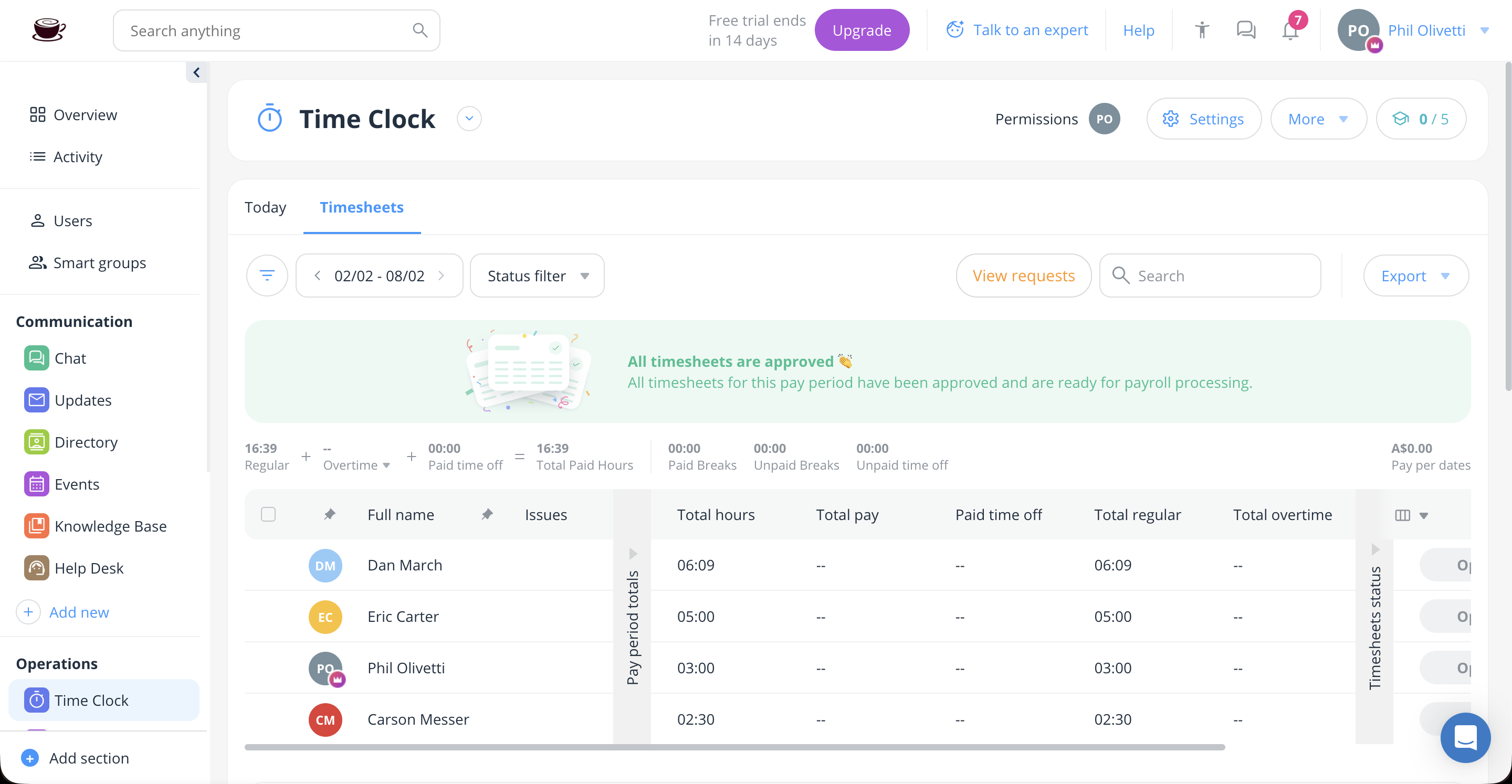 Connecteam Xero timesheet integration